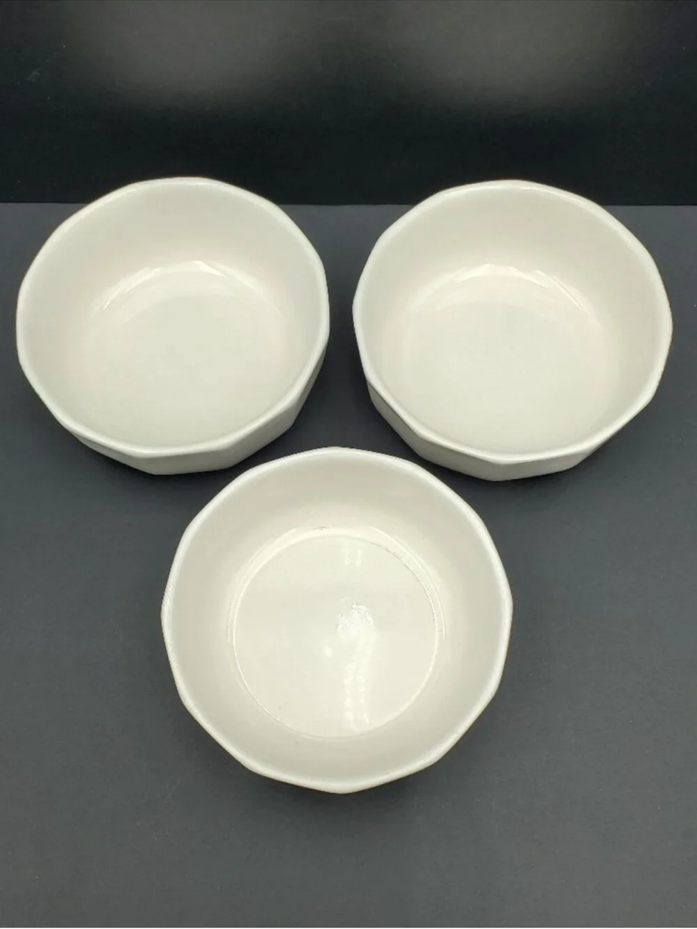 Pfaltzgraff Heritage White Soup Cereal Bowls Multi-Sided Paneled Stoneware Bowls